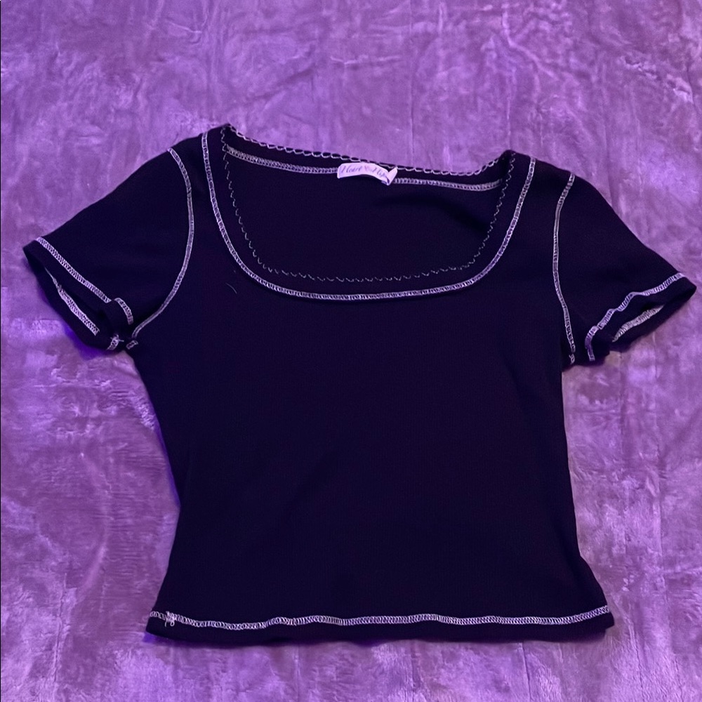 Black Square Neck Women's Top